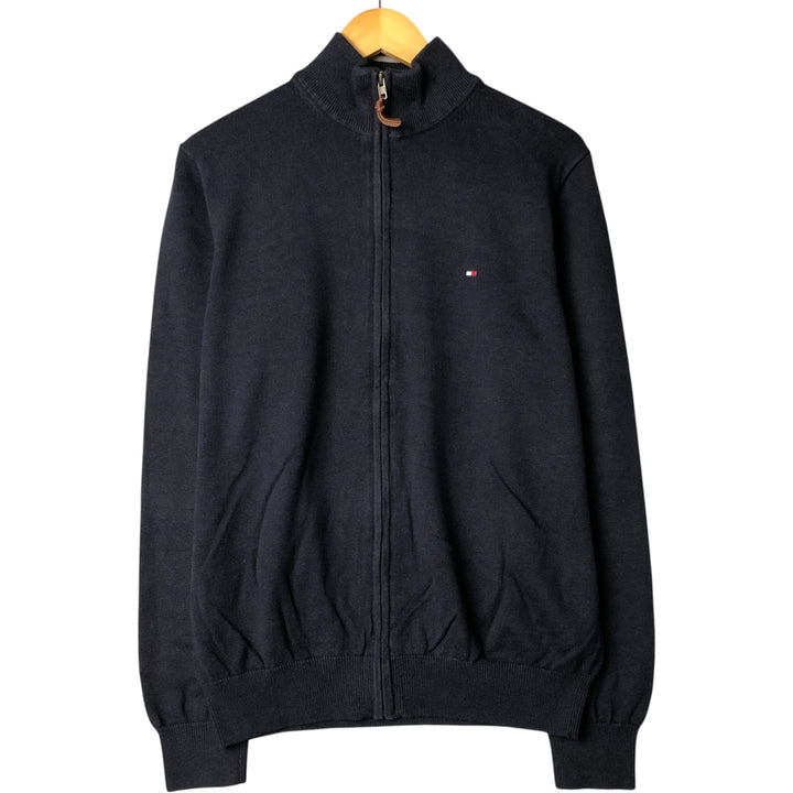 Tommy Hilfiger Cotton Knit Full-Zip Sweater, Men's Size L cotton navy blue type Vintage Second Hand