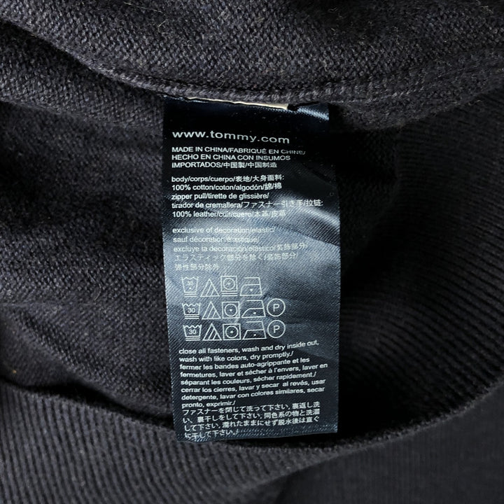 Tommy Hilfiger Cotton Knit Full-Zip Sweater, Men's Size L cotton navy blue type Vintage Second Hand