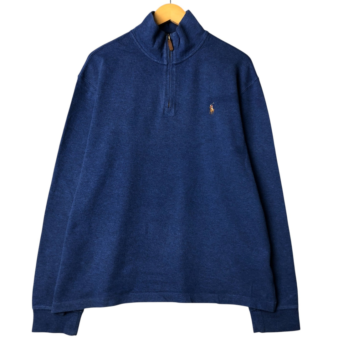 Ralph Lauren POLO RALPH LAUREN ESTATE RIB Cotton Knit Half-Zip Sweater, Men's Size L cotton blue type Vintage Second Hand