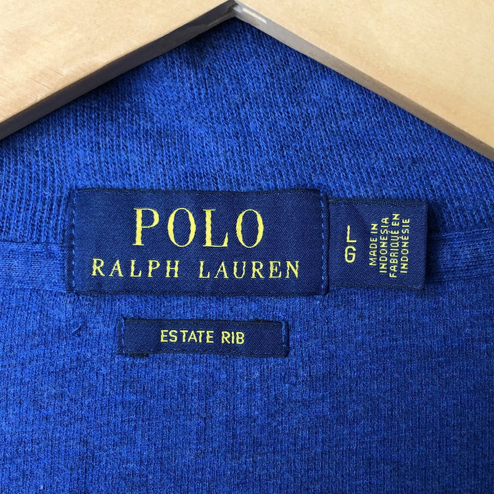 Ralph Lauren POLO RALPH LAUREN ESTATE RIB Cotton Knit Half-Zip Sweater, Men's Size L cotton blue type Vintage Second Hand