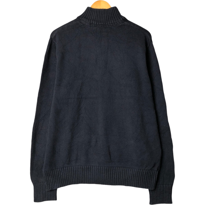 Eddie Bauer Cotton Knit Half-Zip Sweater, Men's Size L cotton navy blue type Vintage Second Hand