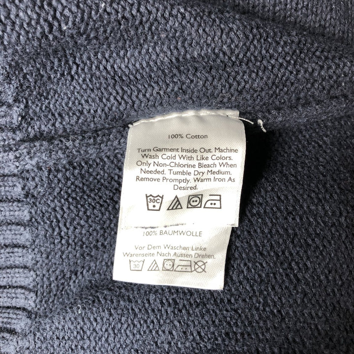 Eddie Bauer Cotton Knit Half-Zip Sweater, Men's Size L cotton navy blue type Vintage Second Hand