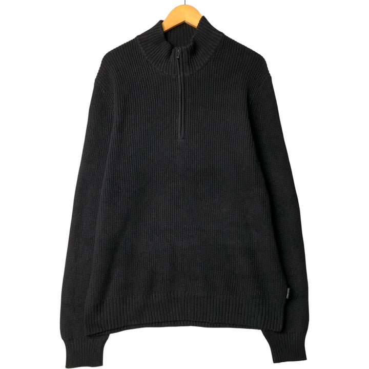 Vintage 1990'S Calvin Klein cotton knit half-zip sweater, men's size XL cotton black type Vintage Second Hand