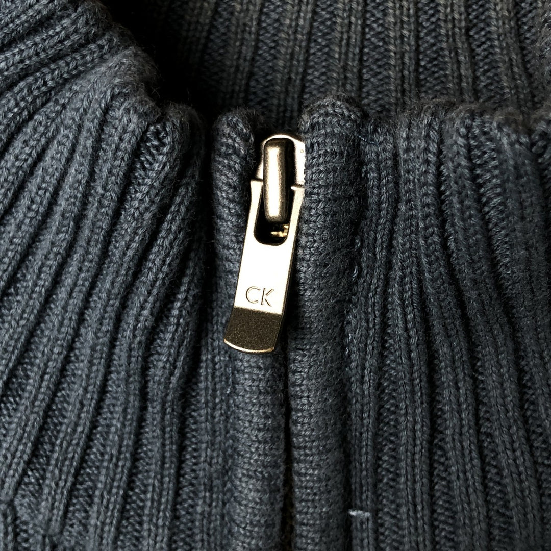 90s-00'S Calvin Klein Jeans Ribbed Cotton Knit Half-Zip Sweater, Men's Size L, Vintage cotton Green type dark green Vintage Second Hand