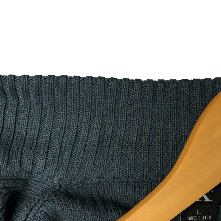 90s-00'S Calvin Klein Jeans Ribbed Cotton Knit Half-Zip Sweater, Men's Size L, Vintage cotton Green type dark green Vintage Second Hand