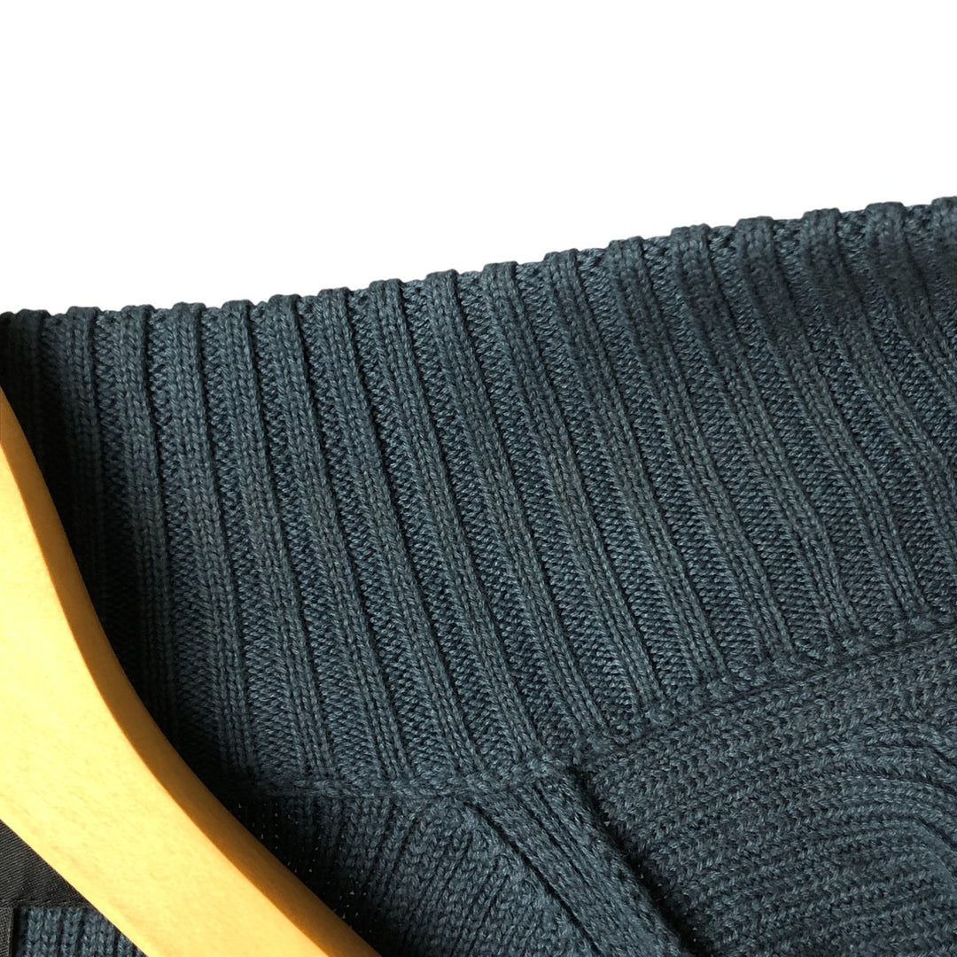 90s-00'S Calvin Klein Jeans Ribbed Cotton Knit Half-Zip Sweater, Men's Size L, Vintage cotton Green type dark green Vintage Second Hand