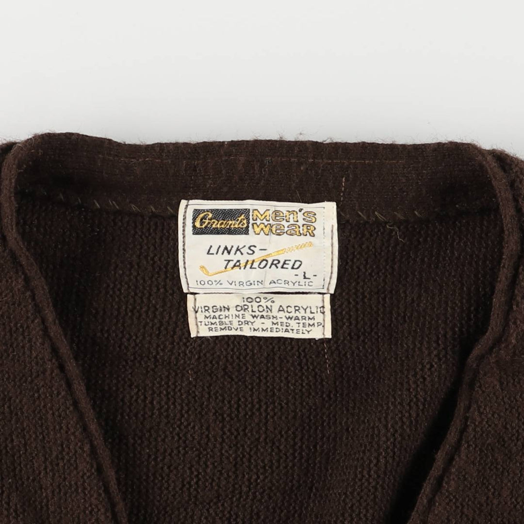 Montgomery Ward Acrylic Knit Cardigan, Men's Size L Oron Acrylic brown type Vintage Second Hand