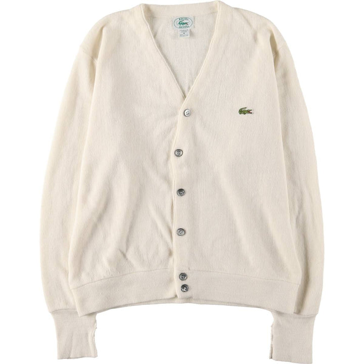Vintage 80s-90'S Lacoste IZOD acrylic knit cardigan, made in the USA, size M, men's Oron Acrylic ivory Vintage Second Hand