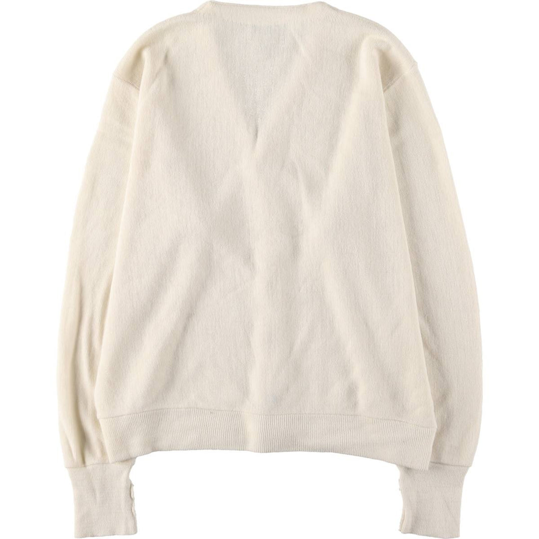 Vintage 80s-90'S Lacoste IZOD acrylic knit cardigan, made in the USA, size M, men's Oron Acrylic ivory Vintage Second Hand