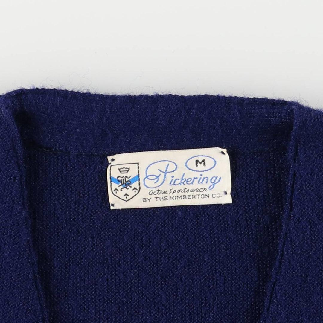Vintage 1970'S Kimberton Pickering knit cardigan, size M, men's unclear navy blue type Vintage Second Hand