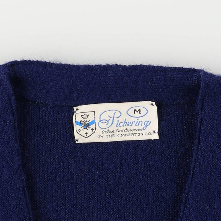 Vintage 1970'S Kimberton Pickering knit cardigan, size M, men's unclear navy blue type Vintage Second Hand