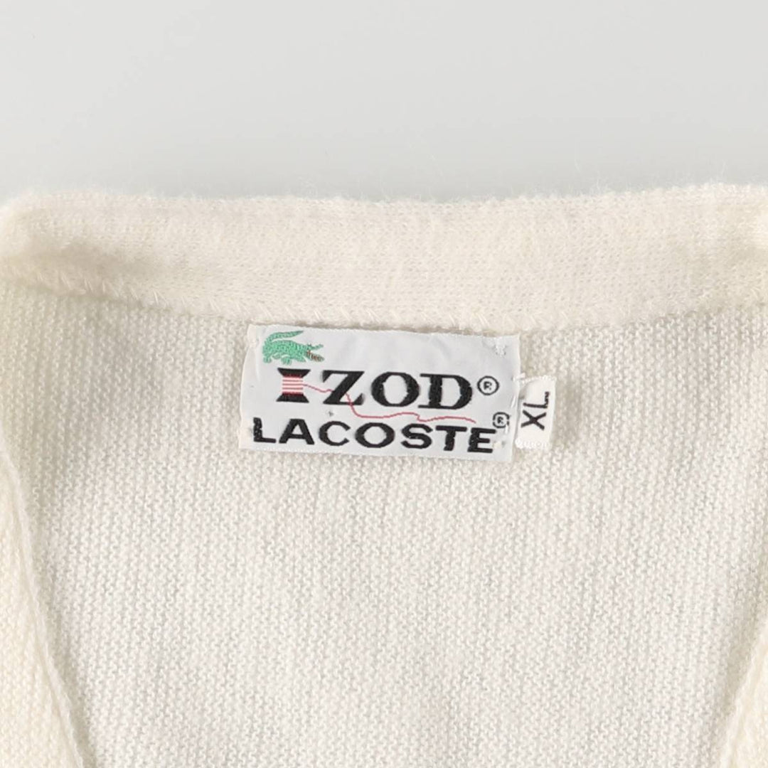 Vintage 1970'S Lacoste IZOD acrylic knit cardigan, men's size XL Oron Acrylic unbleached Vintage Second Hand