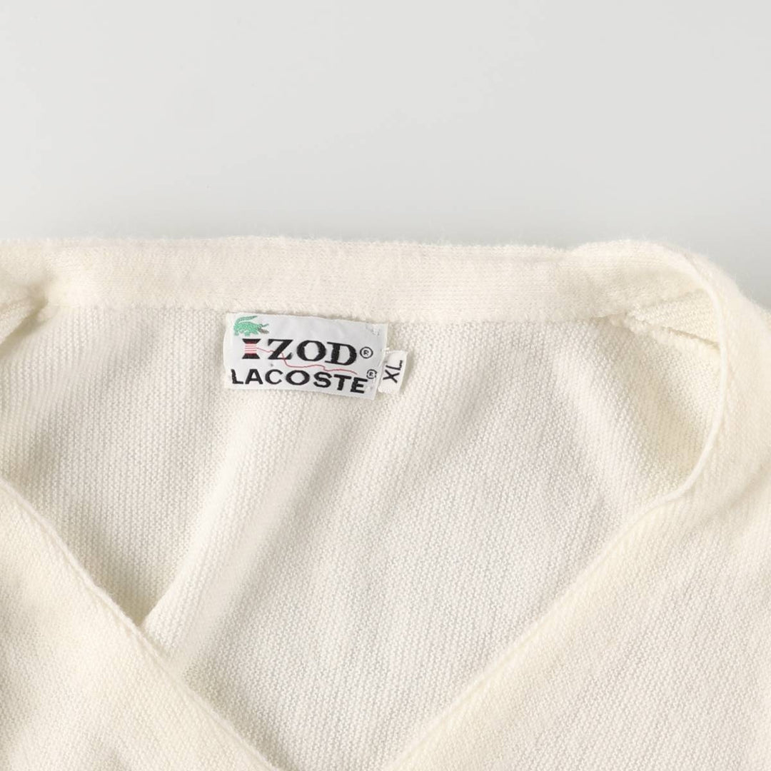 Vintage 1970'S Lacoste IZOD acrylic knit cardigan, men's size XL Oron Acrylic unbleached Vintage Second Hand