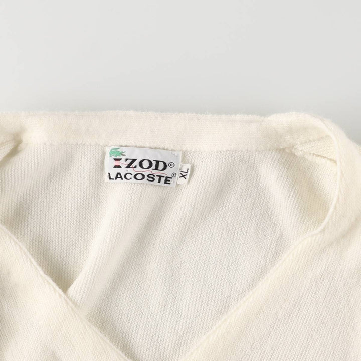 Vintage 1970'S Lacoste IZOD acrylic knit cardigan, men's size XL Oron Acrylic unbleached Vintage Second Hand