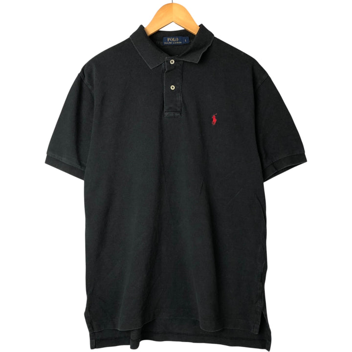 Ralph Lauren POLO RALPH LAUREN short sleeve polo shirt men's size L cotton black type Vintage Second Hand