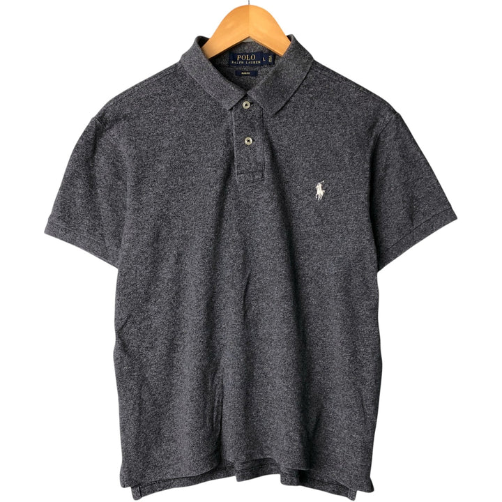 Ralph Lauren POLO RALPH LAUREN SLIM FIT short sleeve polo shirt, men's size L cotton gray type Vintage Second Hand