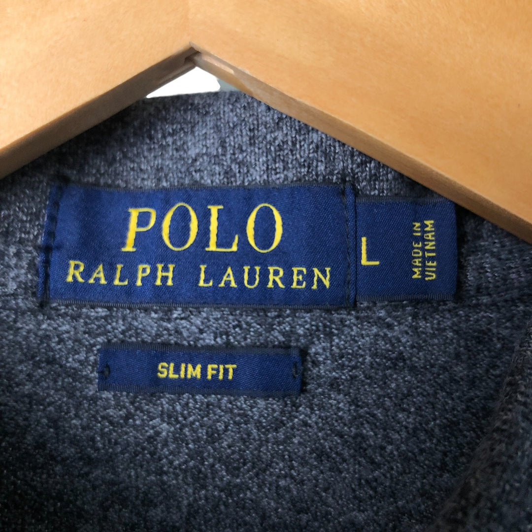 Ralph Lauren POLO RALPH LAUREN SLIM FIT short sleeve polo shirt, men's size L cotton gray type Vintage Second Hand
