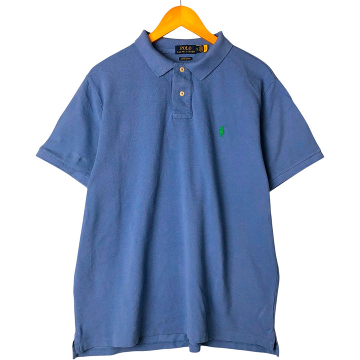Ralph Lauren POLO RALPH LAUREN CUSTOM SLIM FIT short sleeve polo shirt men's XL equivalent cotton blue type Vintage Second Hand
