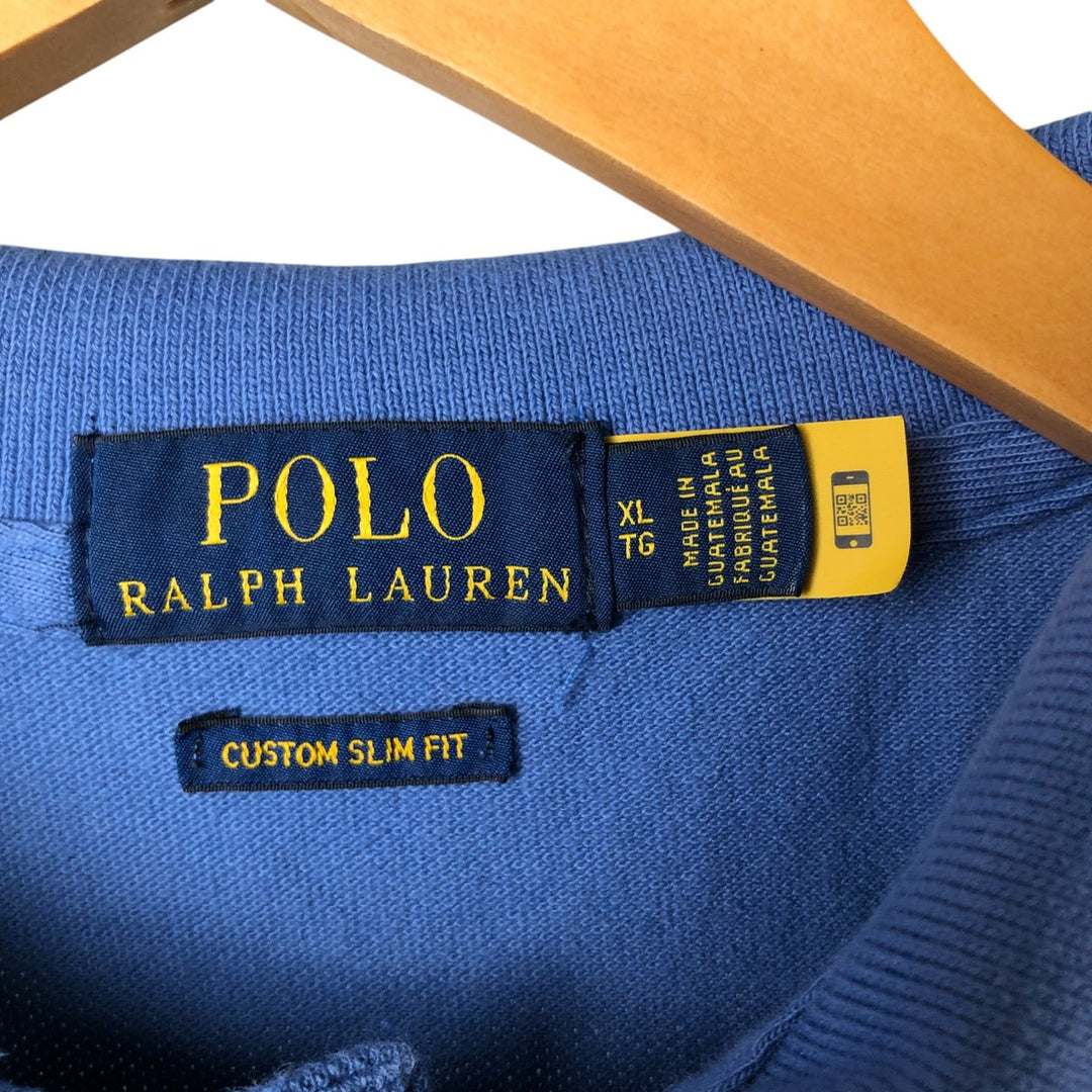 Ralph Lauren POLO RALPH LAUREN CUSTOM SLIM FIT short sleeve polo shirt men's XL equivalent cotton blue type Vintage Second Hand