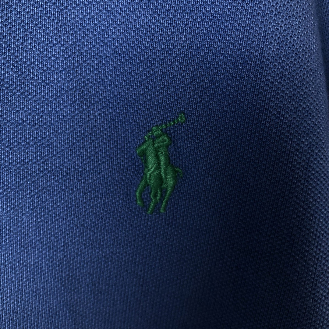 Ralph Lauren POLO RALPH LAUREN CUSTOM SLIM FIT short sleeve polo shirt men's XL equivalent cotton blue type Vintage Second Hand