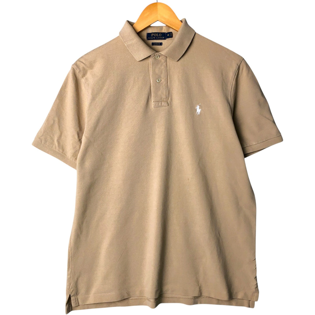 Ralph Lauren POLO RALPH LAUREN CLASSIC FIT short sleeve polo shirt, men's size M cotton Beige type Vintage Second Hand