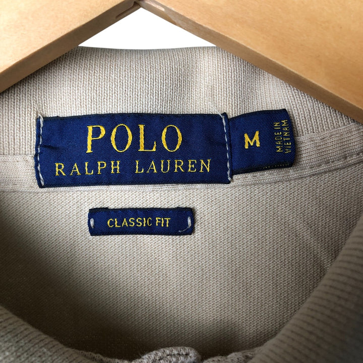 Ralph Lauren POLO RALPH LAUREN CLASSIC FIT short sleeve polo shirt, men's size M cotton Beige type Vintage Second Hand
