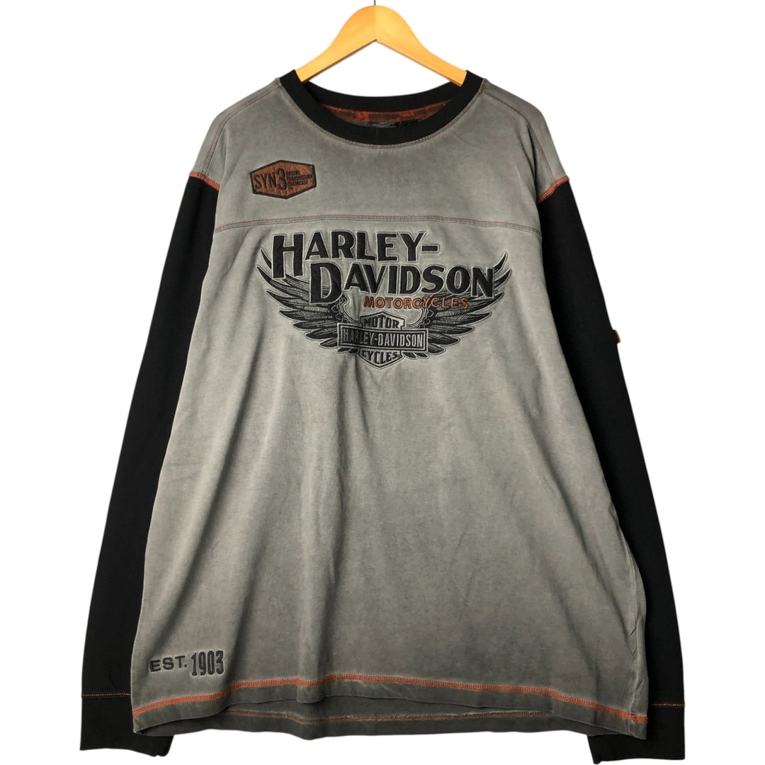 00'S Harley-Davidson Long Sleeve T-Shirt, Men's XXL cotton gray type Vintage Second Hand