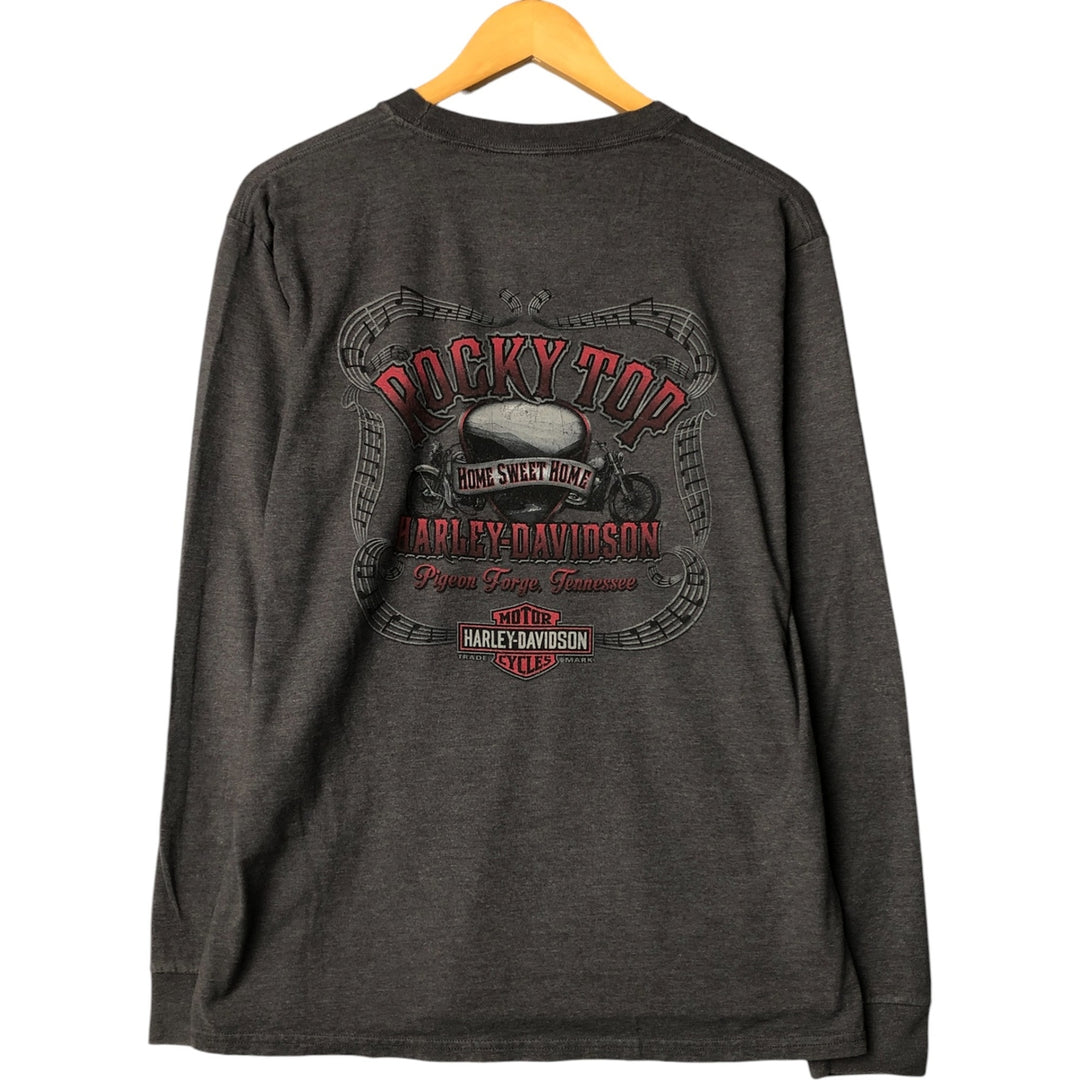 00'S Harley-Davidson Long Sleeve T-Shirt, Men's Medium cotton Charcoal Vintage Second Hand