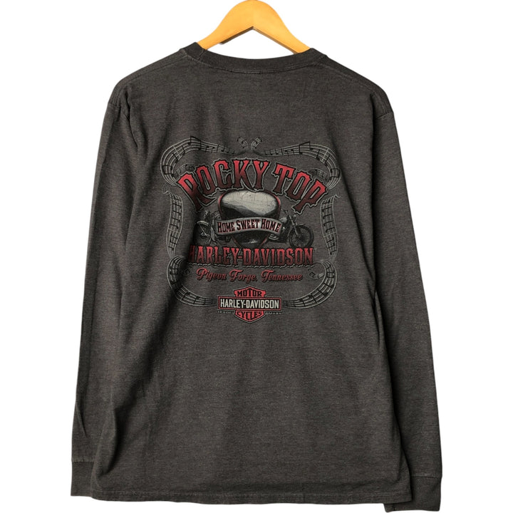 00'S Harley-Davidson Long Sleeve T-Shirt, Men's Medium cotton Charcoal Vintage Second Hand