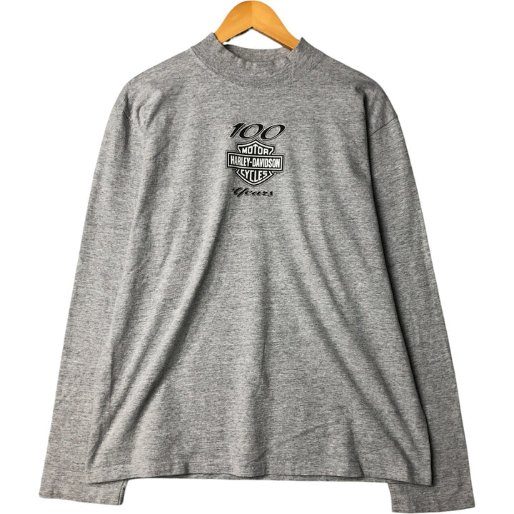 2000'S Harley-Davidson high-neck long-sleeved T-shirt, men's size XL cotton gray type Vintage Second Hand