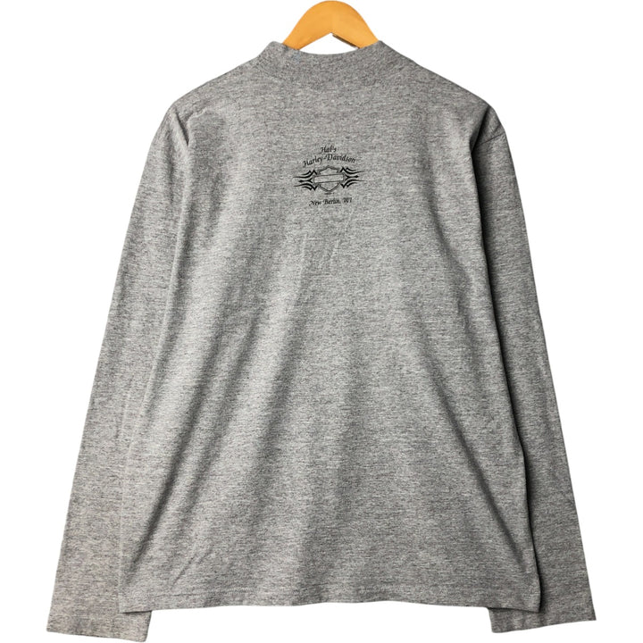 2000'S Harley-Davidson high-neck long-sleeved T-shirt, men's size XL cotton gray type Vintage Second Hand