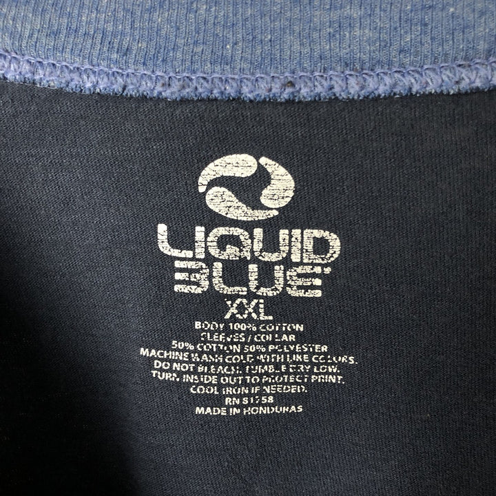 Liquid Blue Pink Floyd 3/4 Sleeve Raglan Band T-Shirt, Men's XXL cotton navy blue type Vintage Second Hand
