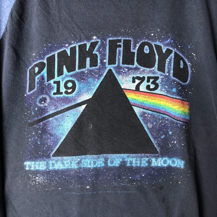 Liquid Blue Pink Floyd 3/4 Sleeve Raglan Band T-Shirt, Men's XXL cotton navy blue type Vintage Second Hand