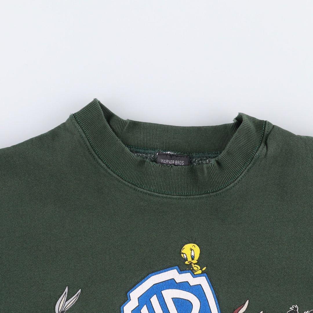 Vintage 90'S Looney Tunes character sweatshirt, Made in USA, Men's XL cotton green type Vintage Second Hand