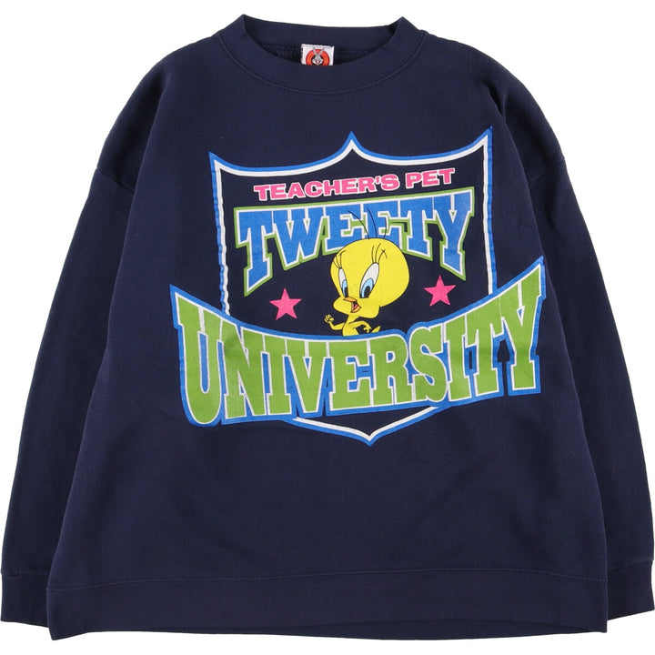 Vintage 90'S Looney Tunes Tweety character sweatshirt, size M, men's unclear navy blue type Vintage Second Hand
