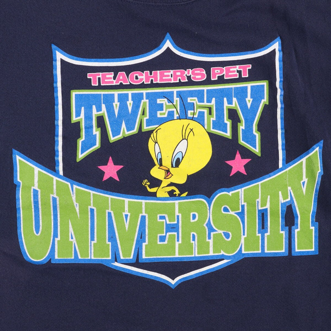 Vintage 90'S Looney Tunes Tweety character sweatshirt, size M, men's unclear navy blue type Vintage Second Hand