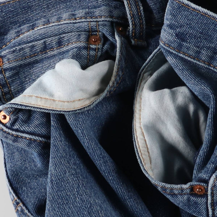 Levi's 505 tapered denim pants for men, size W33 cotton blue type Vintage Second Hand