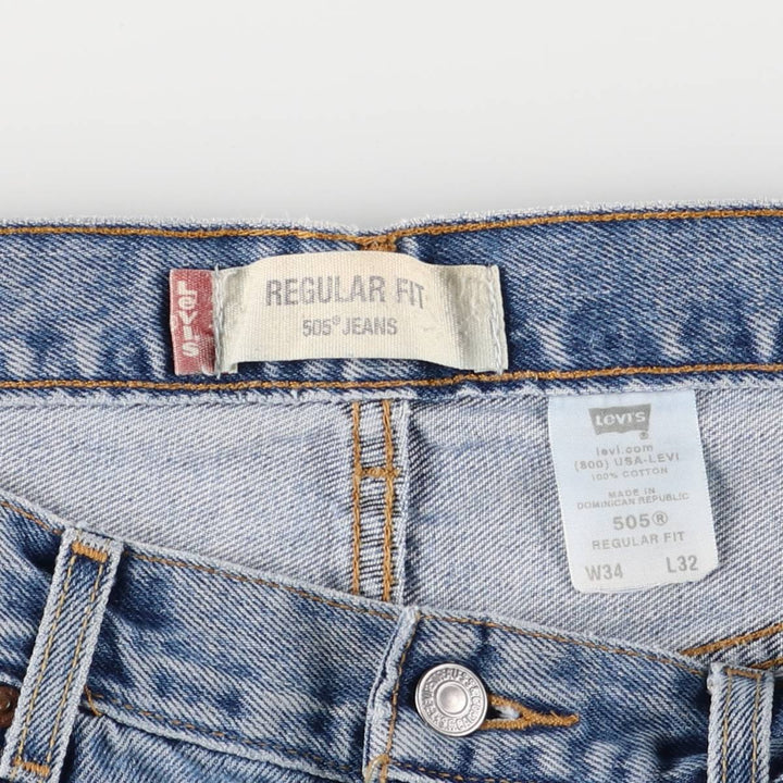 Levi's 505 REGULAR FIT tapered denim pants for men, size w34 cotton blue type Vintage Second Hand