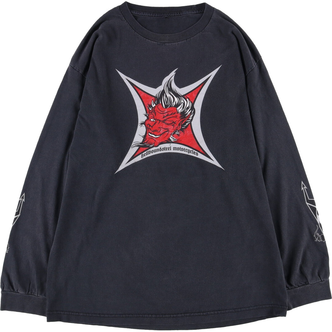Hellboundsteel Motorcycles Long Sleeve T-Shirt, Men's Size Medium unclear black type Vintage Second Hand