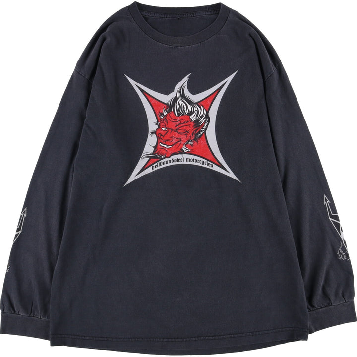 Hellboundsteel Motorcycles Long Sleeve T-Shirt, Men's Size Medium unclear black type Vintage Second Hand