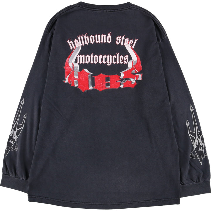 Hellboundsteel Motorcycles Long Sleeve T-Shirt, Men's Size Medium unclear black type Vintage Second Hand