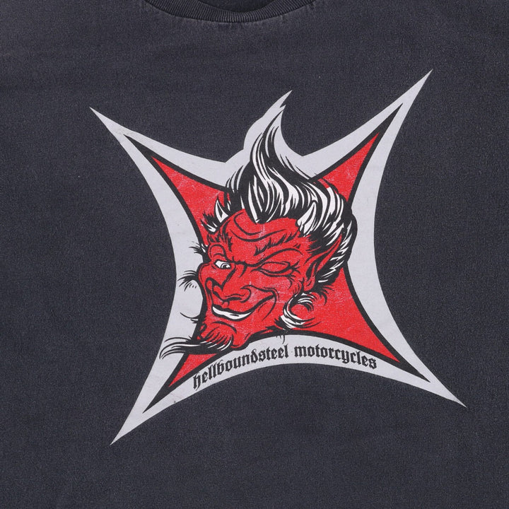 Hellboundsteel Motorcycles Long Sleeve T-Shirt, Men's Size Medium unclear black type Vintage Second Hand