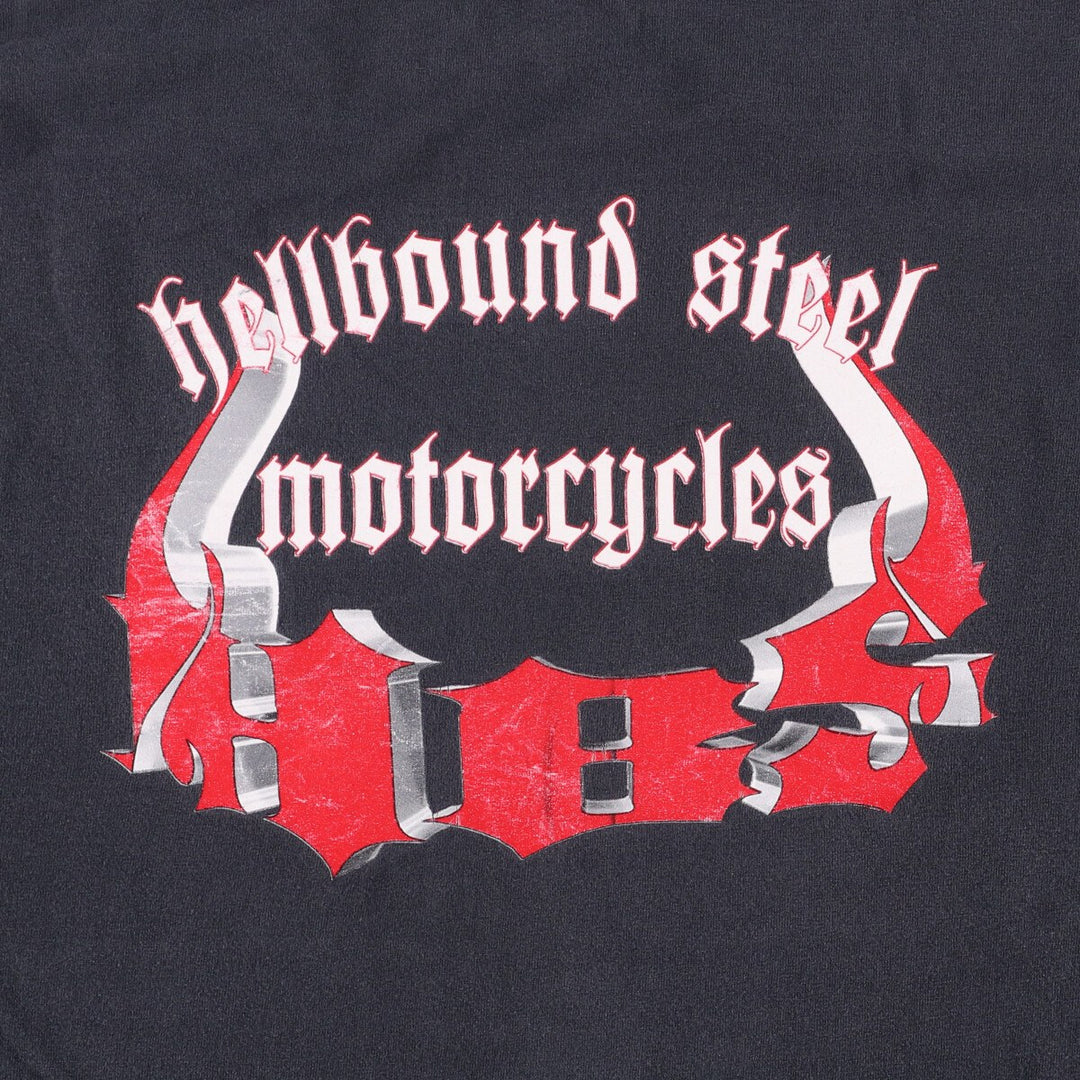 Hellboundsteel Motorcycles Long Sleeve T-Shirt, Men's Size Medium unclear black type Vintage Second Hand