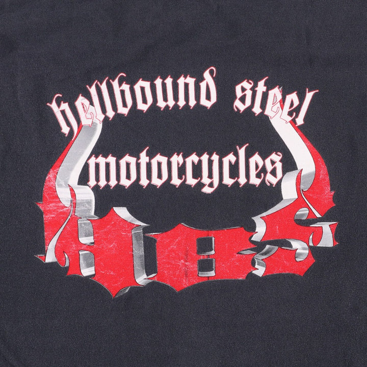 Hellboundsteel Motorcycles Long Sleeve T-Shirt, Men's Size Medium unclear black type Vintage Second Hand