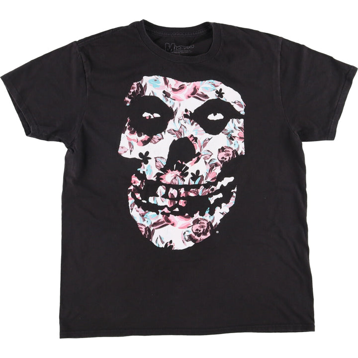 MISFITS Skull Pattern Band T-shirt, Men's L size cotton black type Vintage Second Hand