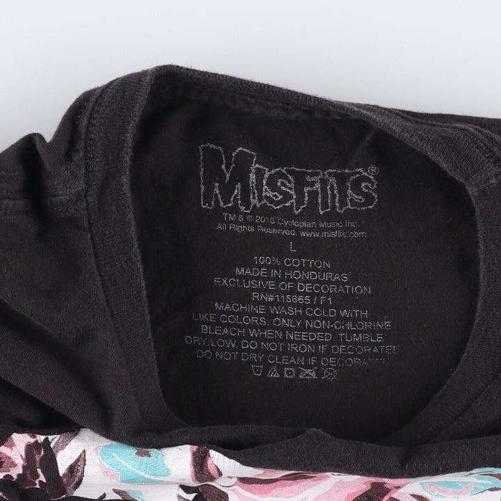 MISFITS Skull Pattern Band T-shirt, Men's L size cotton black type Vintage Second Hand
