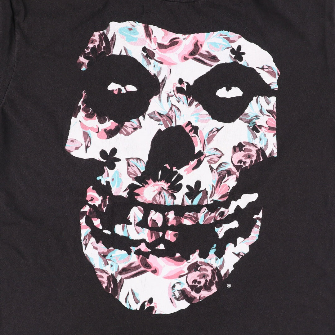 MISFITS Skull Pattern Band T-shirt, Men's L size cotton black type Vintage Second Hand
