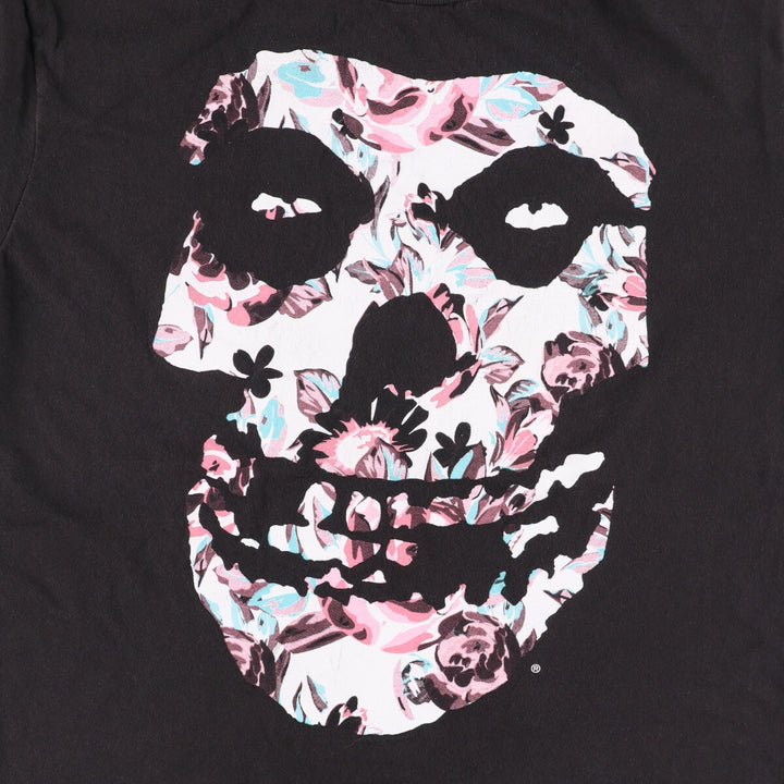 MISFITS Skull Pattern Band T-shirt, Men's L size cotton black type Vintage Second Hand