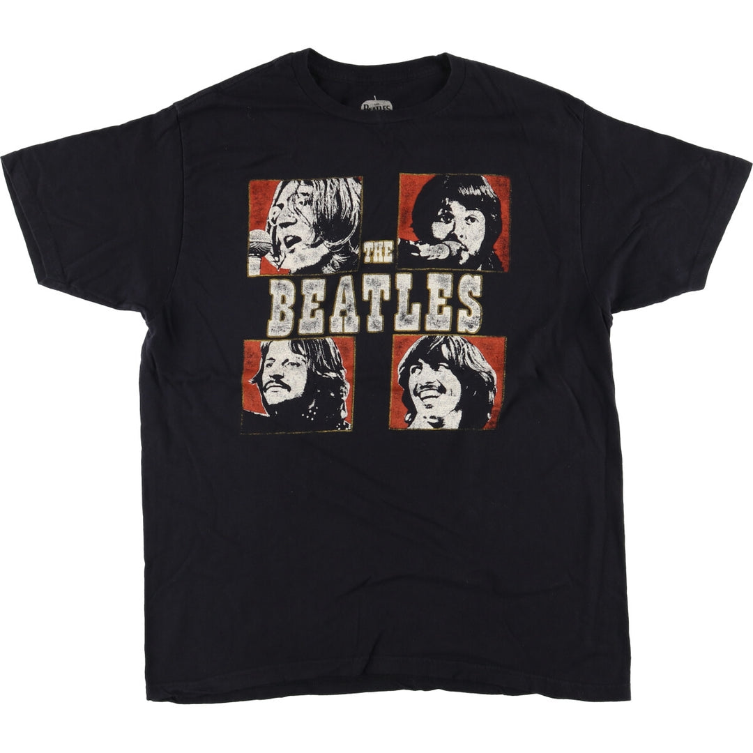 THE BEATLES Band T-shirt, Men's L size cotton black type Vintage Second Hand