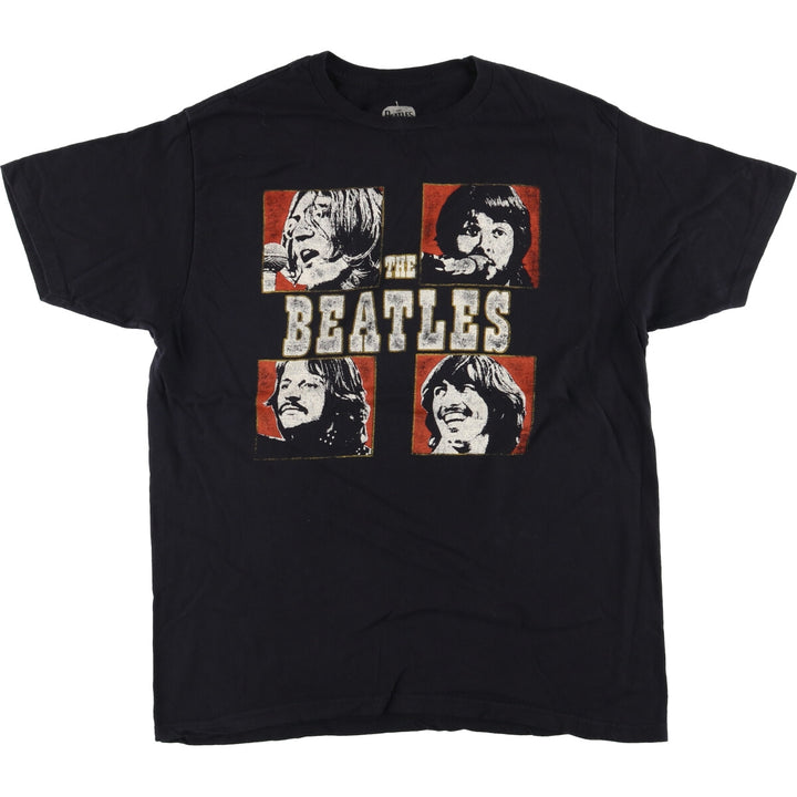 THE BEATLES Band T-shirt, Men's L size cotton black type Vintage Second Hand